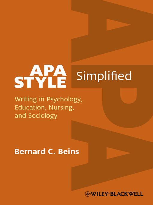 Title details for APA Style Simplified by Bernard C. Beins - Available